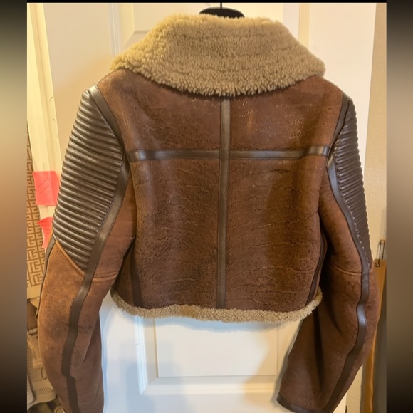 Givenchy Patchwork Leather Cropped Jacket w/ Shearling Collar - Picture 7 of 8